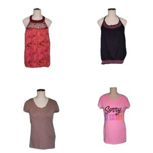 4 Tops BUNDLE T Shirt TOPS Halter Tee V Neck Tie Women's Size Large WOMAN'S